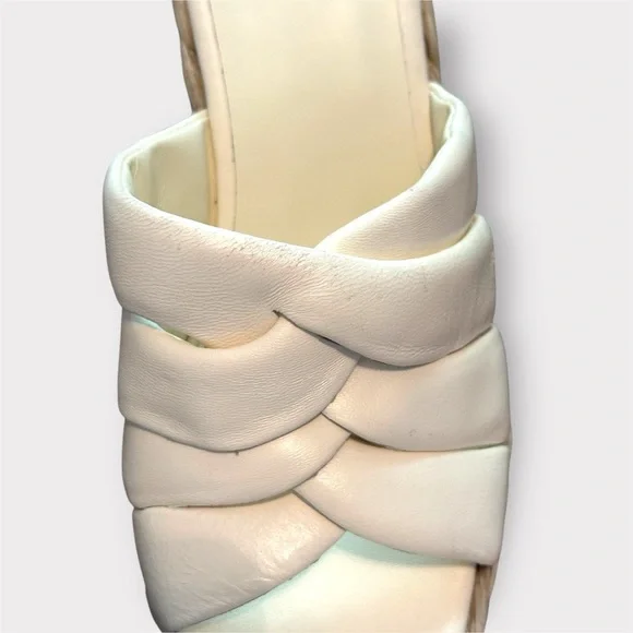 Vince Ivory / Cream Gilian Braided Leather Raffia Wedge Platform Sandals- 8 - Picture 6 of 8